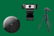 webcam, speakephone and tripod