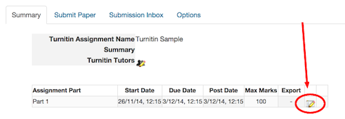 Screenshot of Turnitin Submission Dates